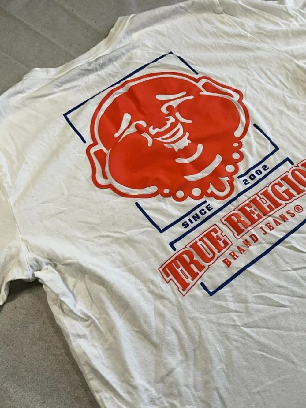 True Religion Buddha White 100% Cotton Graphic Tee (Large)